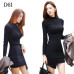 黑色長袖修身半高領包臀短裙 編號:D61