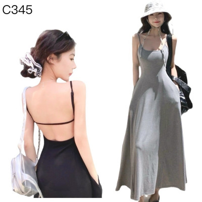 氣質露背吊帶裙編號:C345