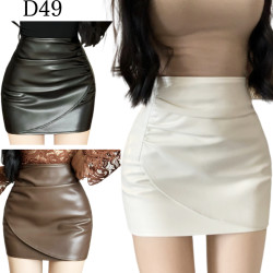 高腰褶皺百搭顯瘦包臀裙 編號:D49